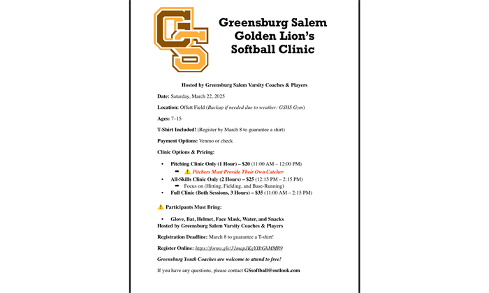 Greensburg Salem Softball Camp